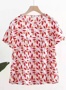 老太太夏天短袖衣服宽松大码碎花