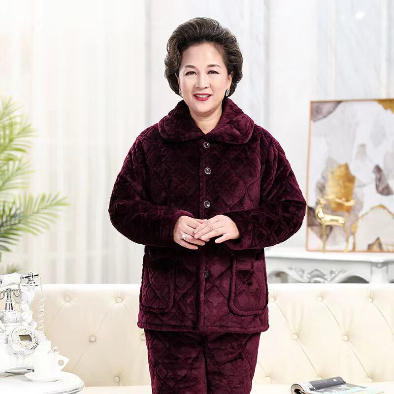 老太太东北棉袄睡衣女可外穿冬装