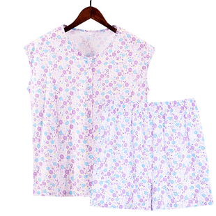 奶奶纯棉休闲女装 老人开衫 200斤老太太夏装 睡衣宽松大码 背心短裤