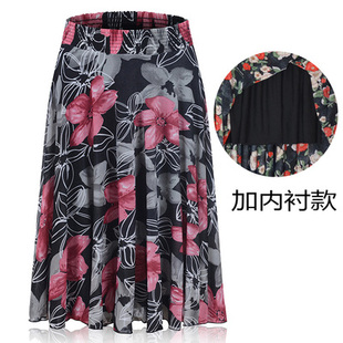 5060岁奶奶裙广场跳舞半身裙防走光老人高腰短裙老太太夏天大摆裙