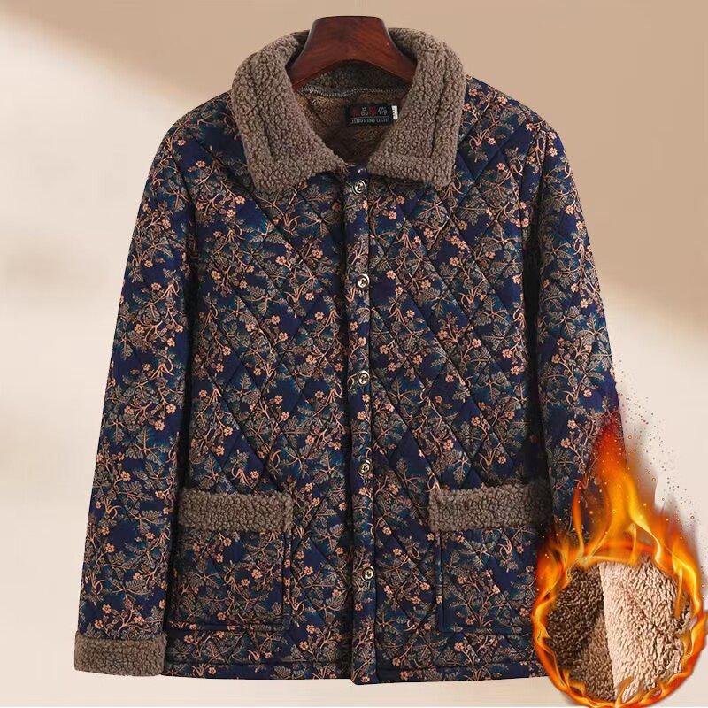老太太加厚保暖驼绒棉服女冬棉袄