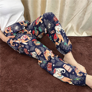 透气凉快防蚊老太太束口长裤 夏季 空调裤 女纯棉绸奶奶薄款 老人睡裤