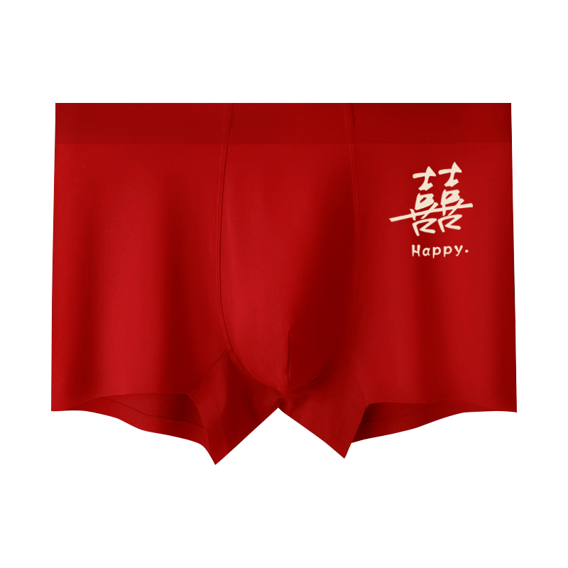 椿记红色结婚情侣内裤袜子套装