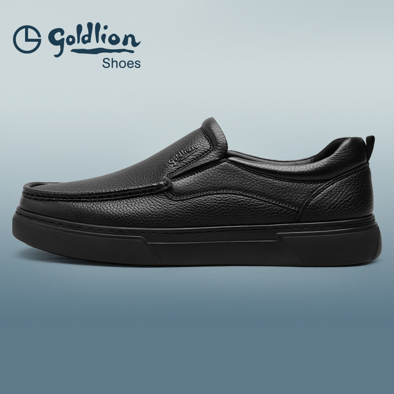 金利来男鞋新款羊皮休闲鞋软底软面懒人乐福鞋一脚蹬舒适透气时尚