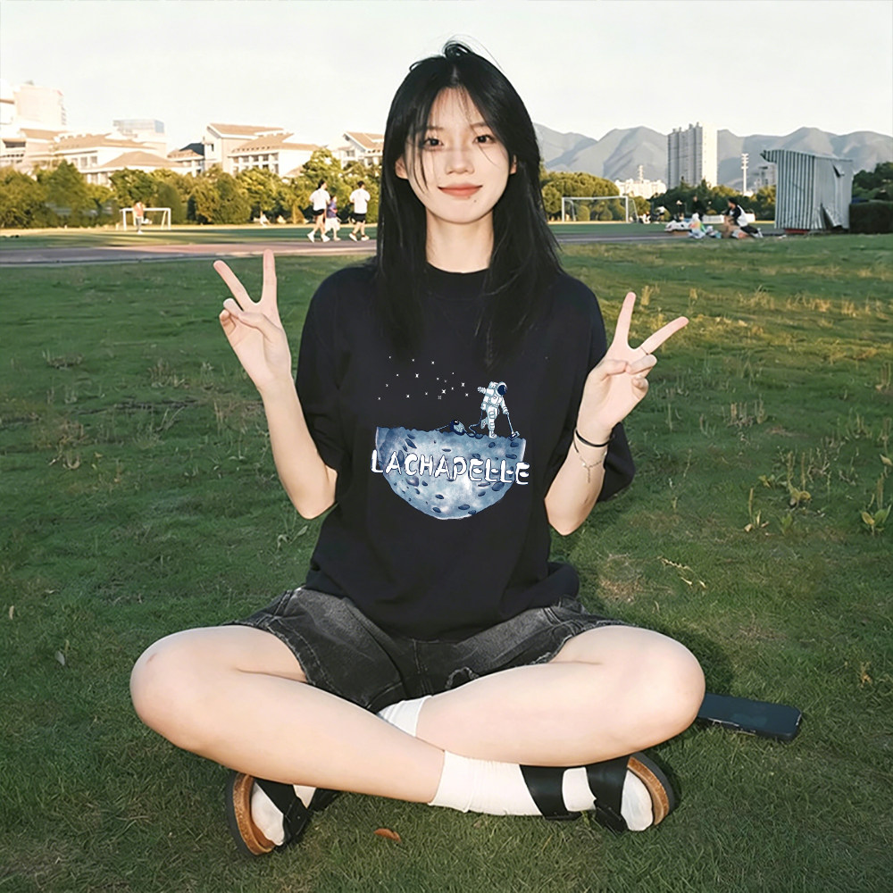夏季黑色短袖女t恤2026新款今年流行的爆款宽松独特漂亮正肩上衣图片