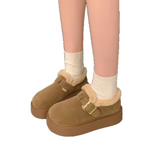 加厚保暖勃肯棉鞋女2025新款冬季加绒鞋子厚底面包博肯雪地靴