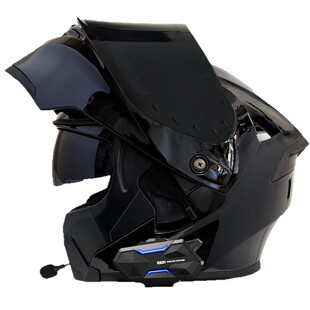 全覆式 Dot跨境摩托车头盔大码 双镜片蓝牙揭面盔跑 8人对讲