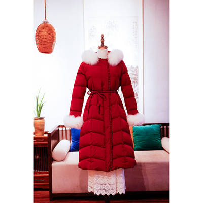 【丹亭瑞雪】新中式国风冬季红色时尚百搭新年气质保暖长款羽绒服