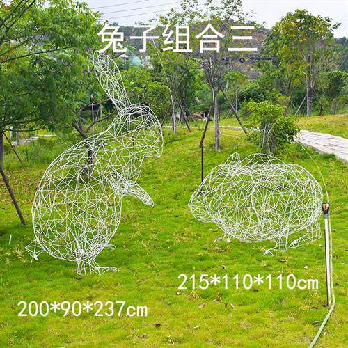 草坪户外镂空梅花鹿雕塑金属发光动物园林景观小品铁艺不锈钢摆件