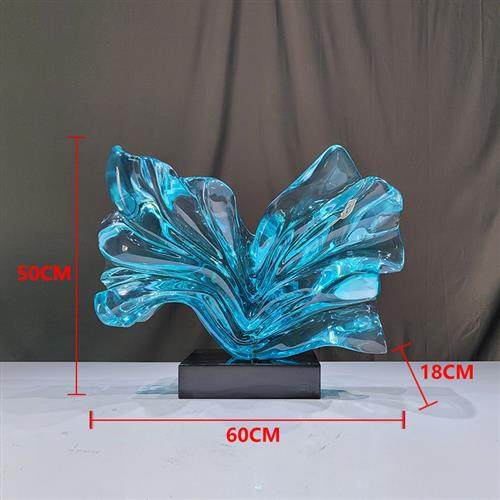 酒店玄关水晶透明树脂摆件大堂样板房抽象透明落地雕塑摆件厂家