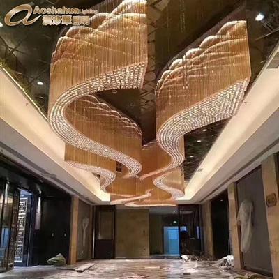 展厅商场酒店工程灯售楼部吸顶水晶灯长方形宴会厅堂宾馆非标灯具