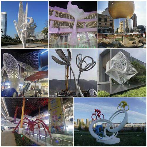 户外大型不锈钢结构廊架凉亭雕塑定制厂家金属异形长廊园林景观