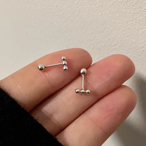 srrmhyn银色小巧圆珠耳钉