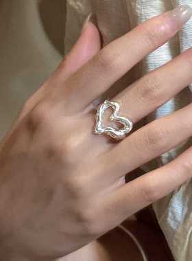 srrmhyn磨砂不规则镂空爱心戒指