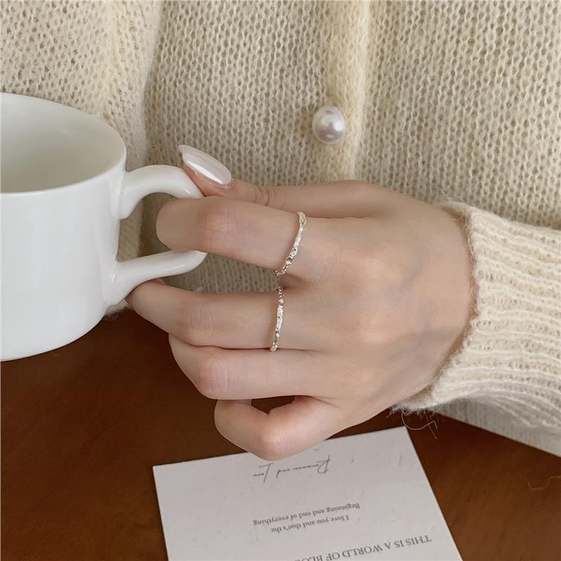 简约小众不规则锡箔纸纹理戒指