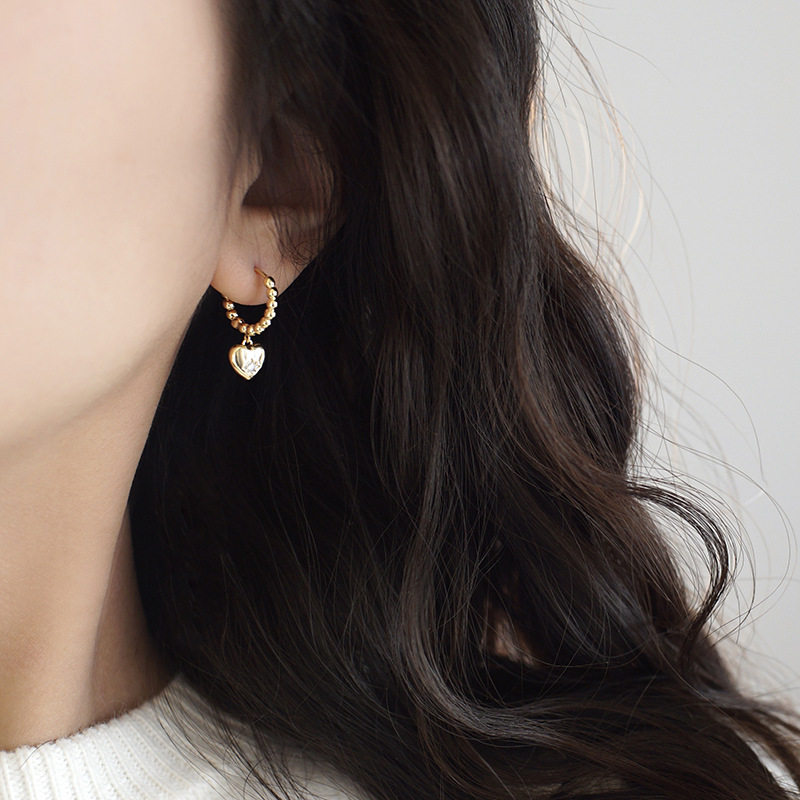 金色爱心耳环SRRMHYN小众设计