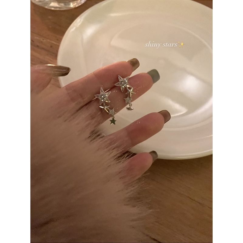 srrmhynS925银针星星耳钉女