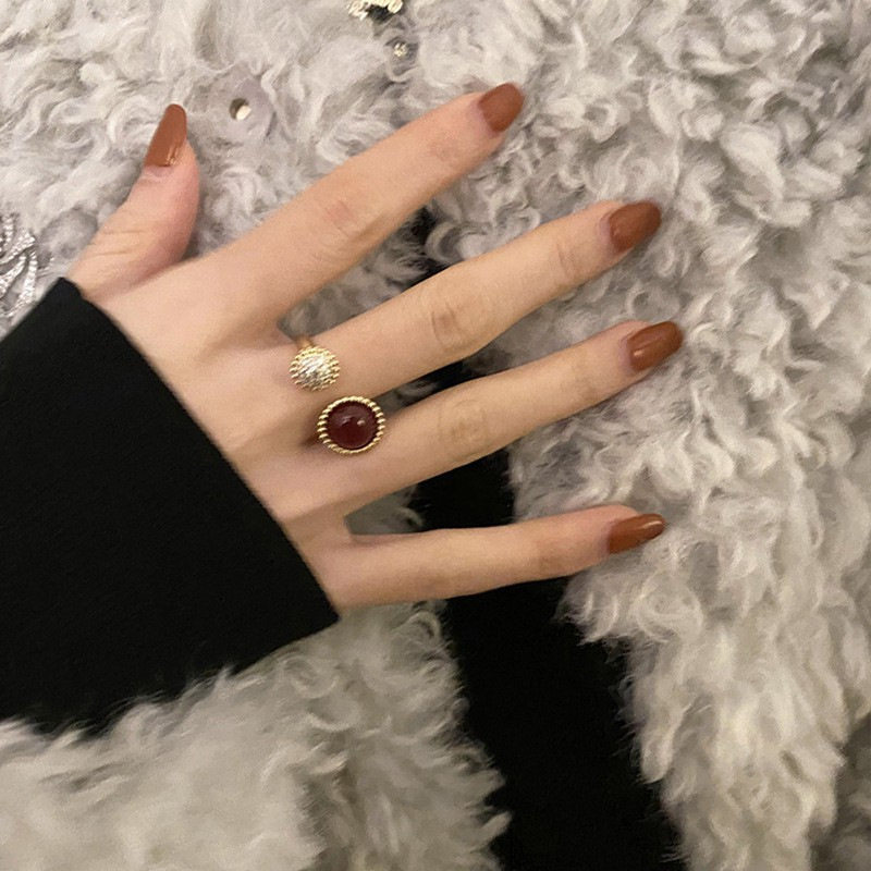 srrmhyn法式拼色优雅戒指女复古时尚圆球开口指环气质ins食,特色手工艺,青花瓷,淘宝优惠券,粉丝福利购,淘宝优惠卷