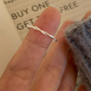 谁懂这种极细戒指!扭绳麻花戒指女素圈小众简约设计时尚食指指环