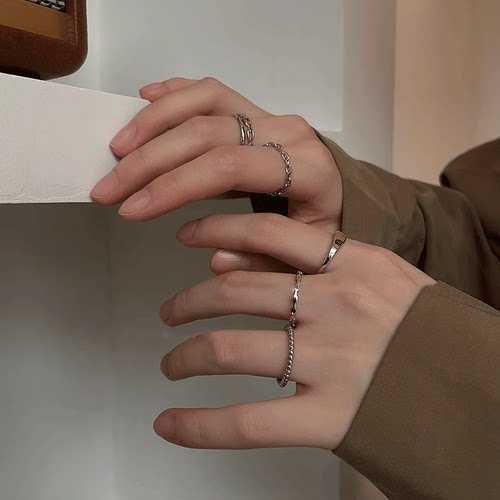 srrmhyn素圈叠戴戒指女