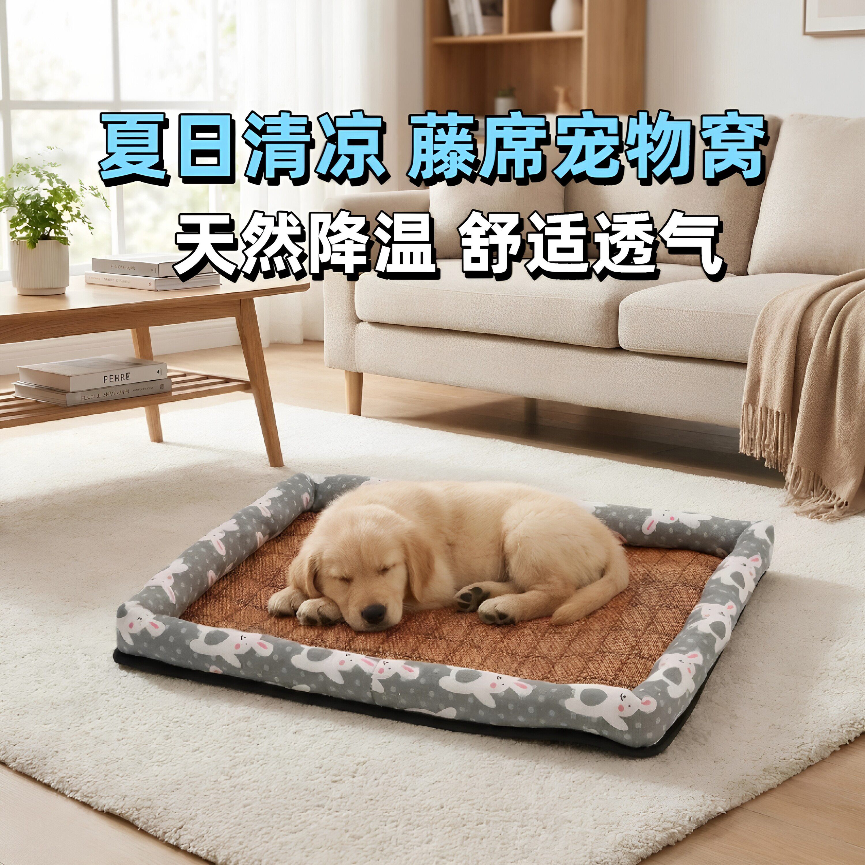 夏日清凉宠物冰垫狗天然降温窝猫窝藤席降温垫子透气舒适睡觉神器