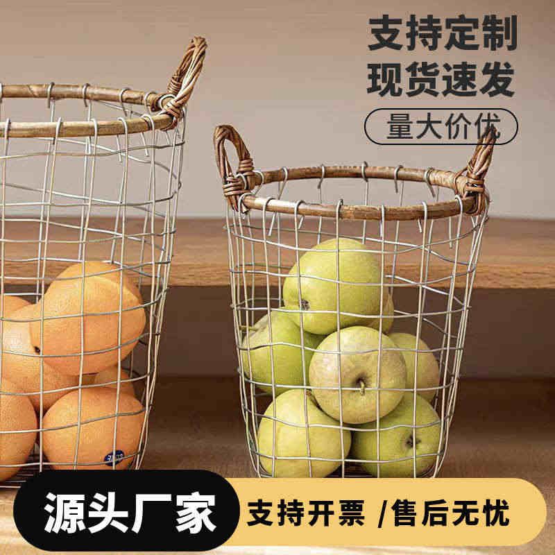 脏衣篓铁艺编织藤条收纳篮手提筐家用大容量卫生间阳台脏衣服收