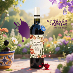 西班牙花与花束无醇未发酵甜型红葡萄汁饮料 750ml葡萄酒 单支