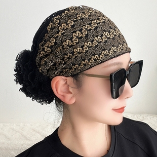 帽子蕾丝遮白发帽神器透气网纱包头帽头饰薄款新款假发女帽头巾帽
