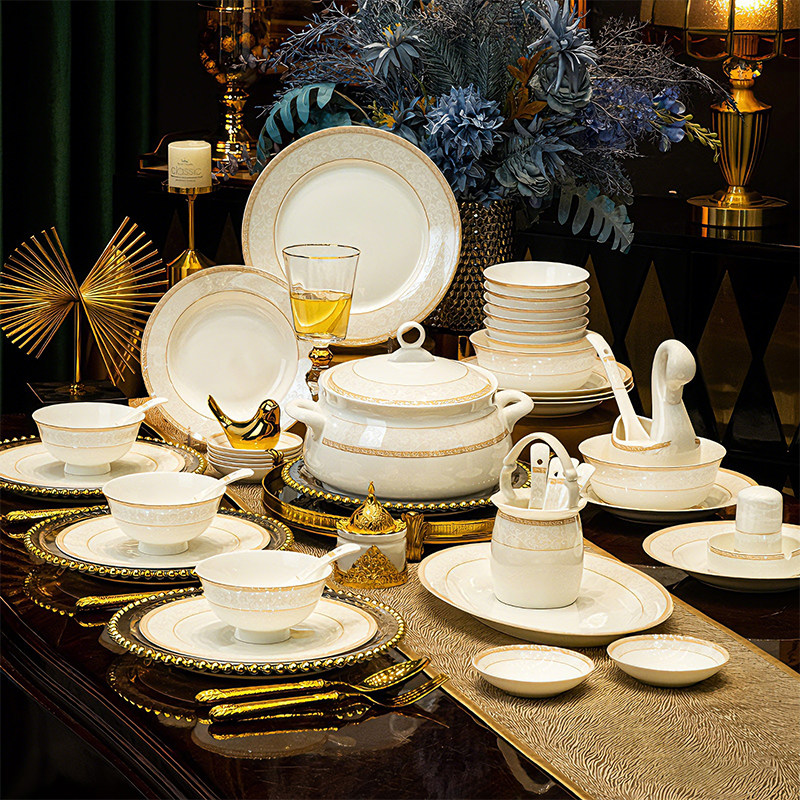 碗家用2026新款高颜值陶瓷碗盘景德镇轻奢骨瓷餐具套装饭碗碟乔迁