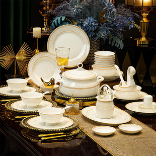 碗家用2026新款高颜值陶瓷碗盘景德镇轻奢骨瓷餐具套装饭碗碟乔迁