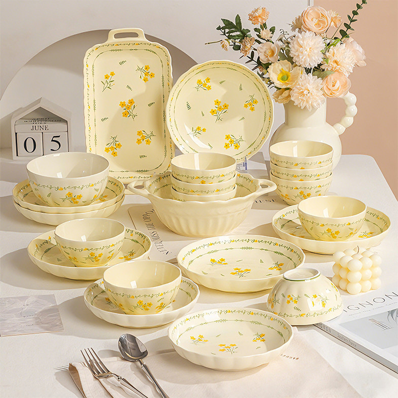 釉下彩餐具2026新款高颜值乔迁新居礼物陶瓷碗具碟筷碗盘套装家用