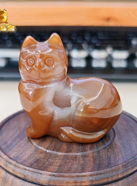 灵蟾晶舍｜招财猫雕刻件天然水晶水晶猫咪摆件水晶原石矿标发财29