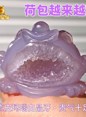 灵蟾晶舍｜荷包越来越鼓｜天然玛瑙水晶金蟾摆件招财聚财装饰166