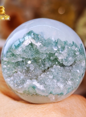 灵蟾晶舍｜天然玛瑙绿水晶球开口笑招财聚财发财摆件手把件装饰