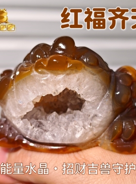 灵蟾晶舍｜红福齐天｜天然玛瑙水晶金蟾摆件招财聚财赚钱装饰139