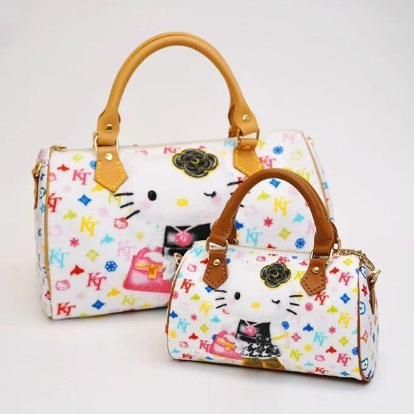 HelloKitty卡通涂鸦手提包波士顿枕头包2025新款大容量单肩斜挎包