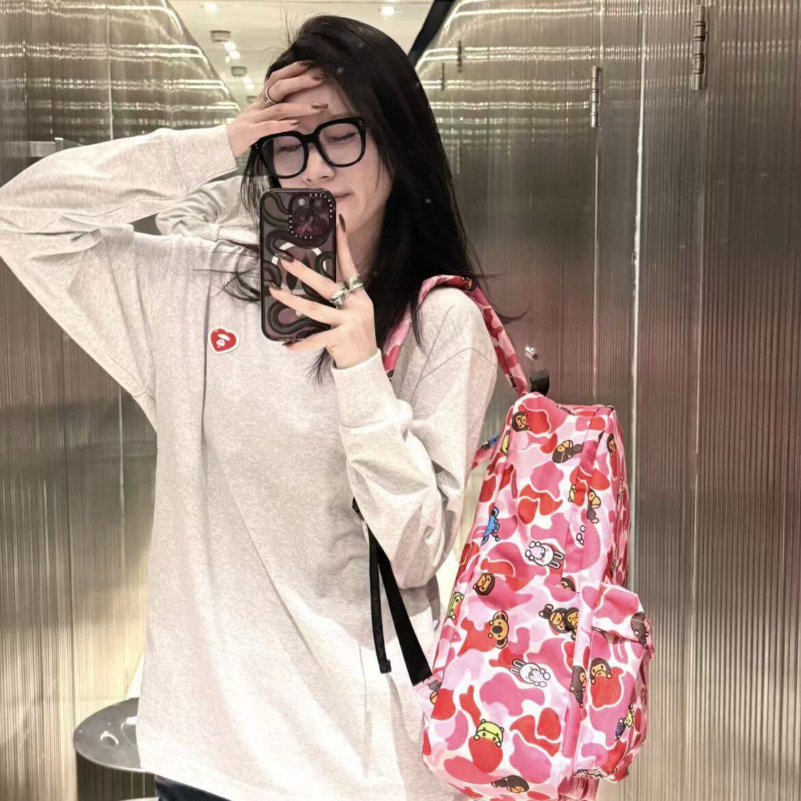 BABY MILO卡通小猴印花双肩包 大容量学生休闲背包