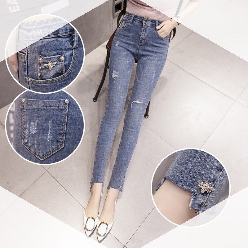 春装2020款破洞牛仔裤女修身显瘦小脚韩版百搭弹力九分紧身铅笔裤在类目 模玩/动漫/周边/cos/桌游, Cosplay服饰/道具/服务, Cosplay女装中 - 来自Buy2taobao.com提供专业的淘宝代购服务