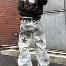 素百搭长裤 AXHUI 男女宽松潮流星星元 街头水洗做脏牛仔裤 原创美式