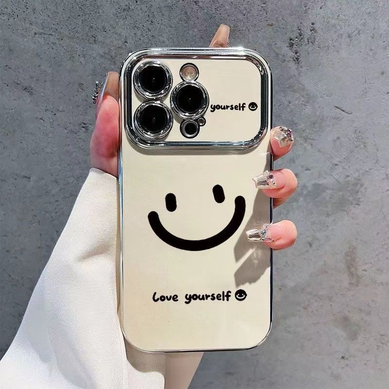 苹果15promax防摔线条笑脸手机壳