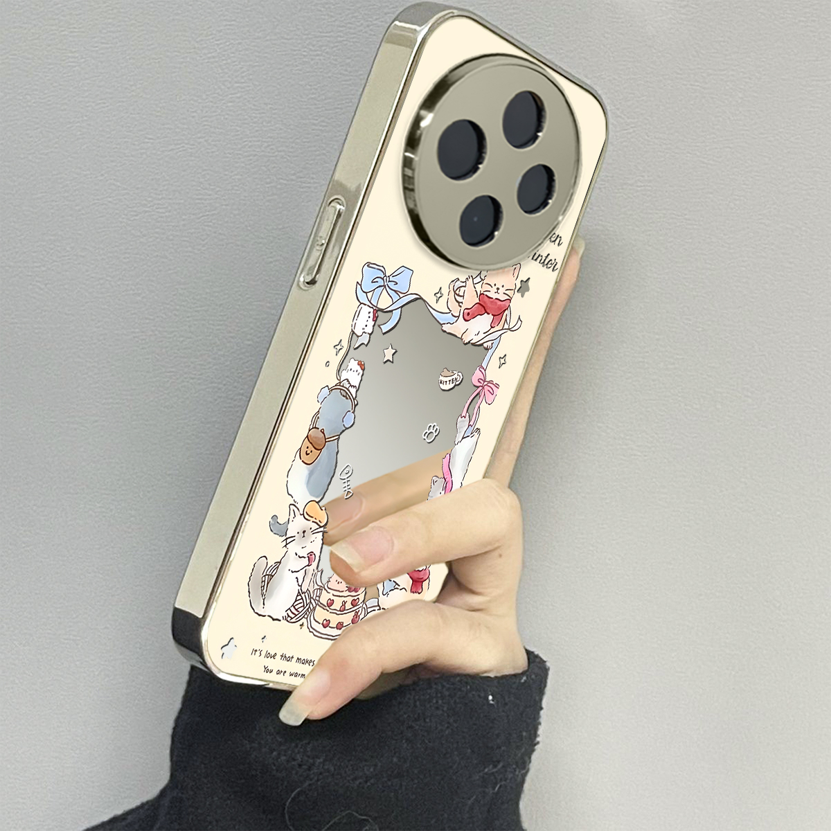 蛋糕小猫适用vivoy200i手机壳y300pro新款y78+镜面y100防摔vivoy53s77e男y76s女款vivoy73s70s情侣y52st1x