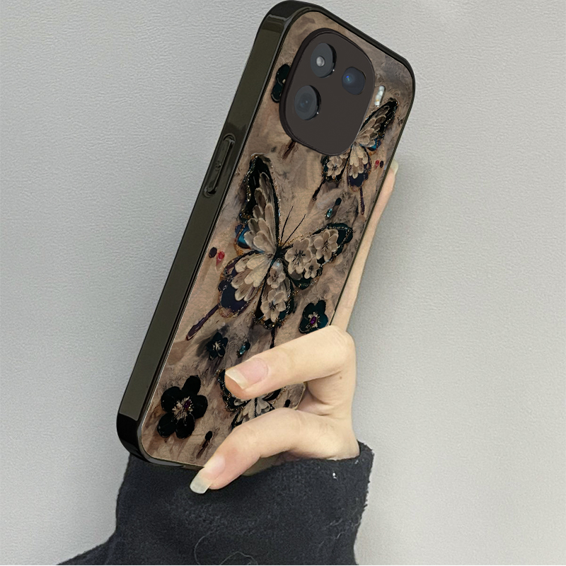 黑色蝴蝶适用vivoiqoo13手机壳11iqoo12新款10iqooneo9neo8pro男iqoou3x7se女款6情侣iqooz3z5x套z8x9turbo