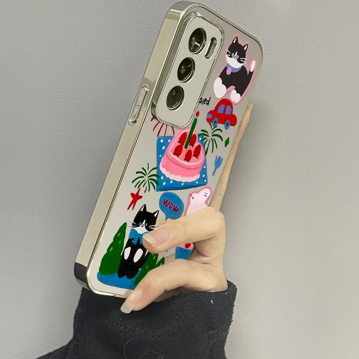 opporeno12镜面可爱手机壳