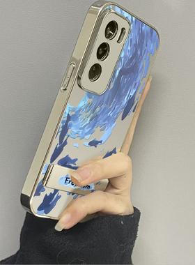 蓝色海洋适用opporeno13手机壳12新款11镜面10pro+9男8女款oppoa97a93a72a58a57a56a2pro3情侣oppofindx8x7套