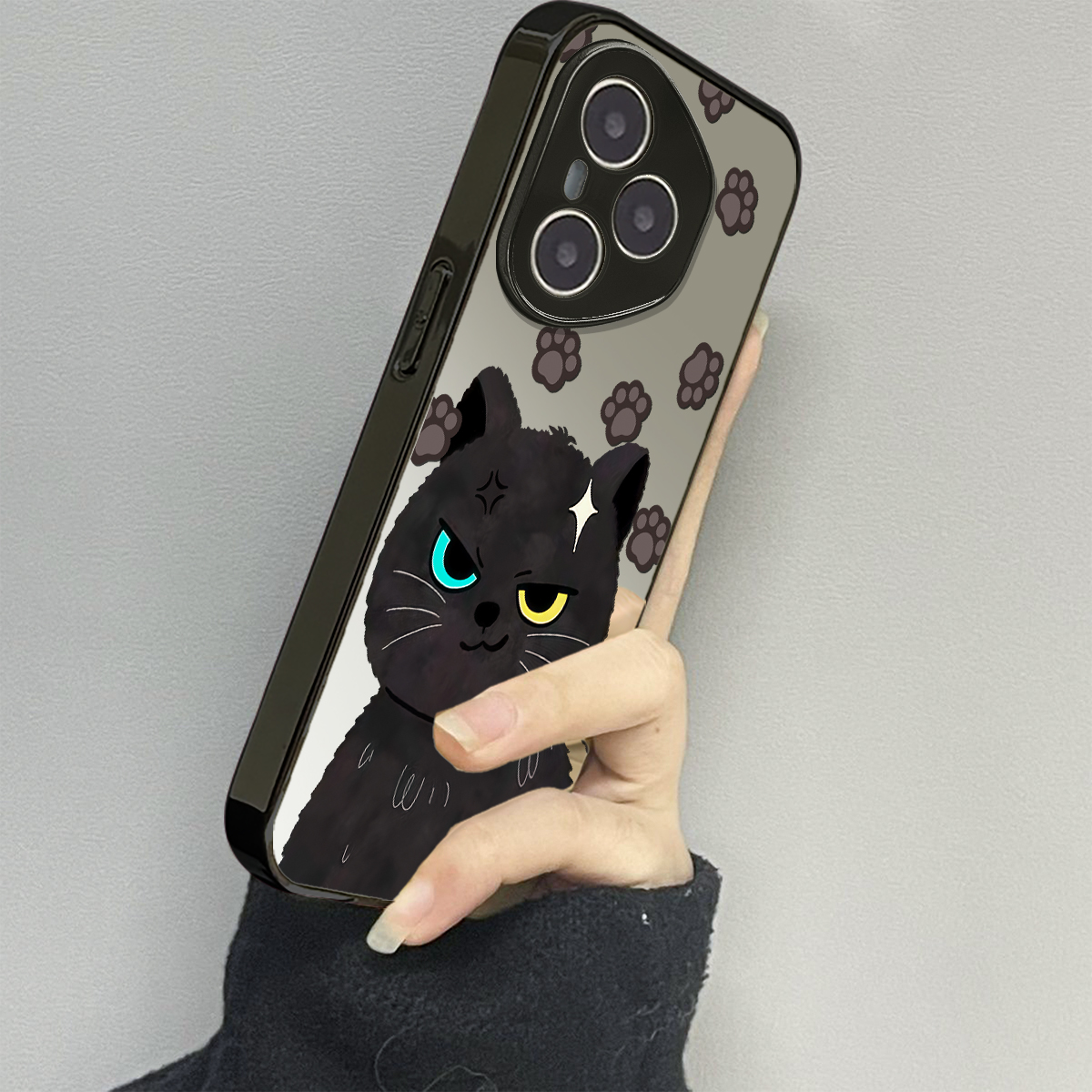 异瞳黑猫适用荣耀400手机壳honor300新款200男90gt80女款100pro情侣60se魔术maigc6x40x50i+x60套4magic7pro5