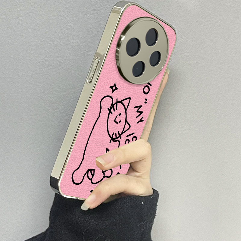 粉底猫咪适用vivoy200i手机壳y300pro新款y78+皮质y100防摔vivoy53s77e男y76s女款vivoy73s70s情侣y52st1x