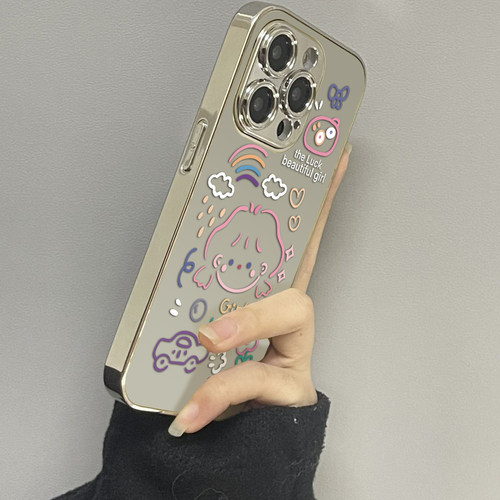 苹果15promax镜面可爱手机壳