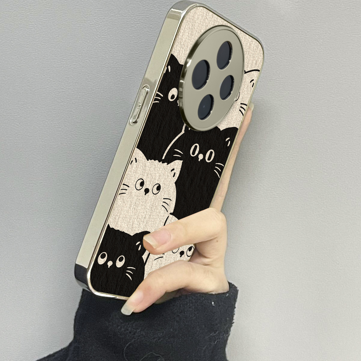 vivoy300pro手机壳黑白猫咪新款