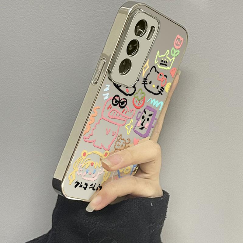 opporeno12镜面可爱手机壳