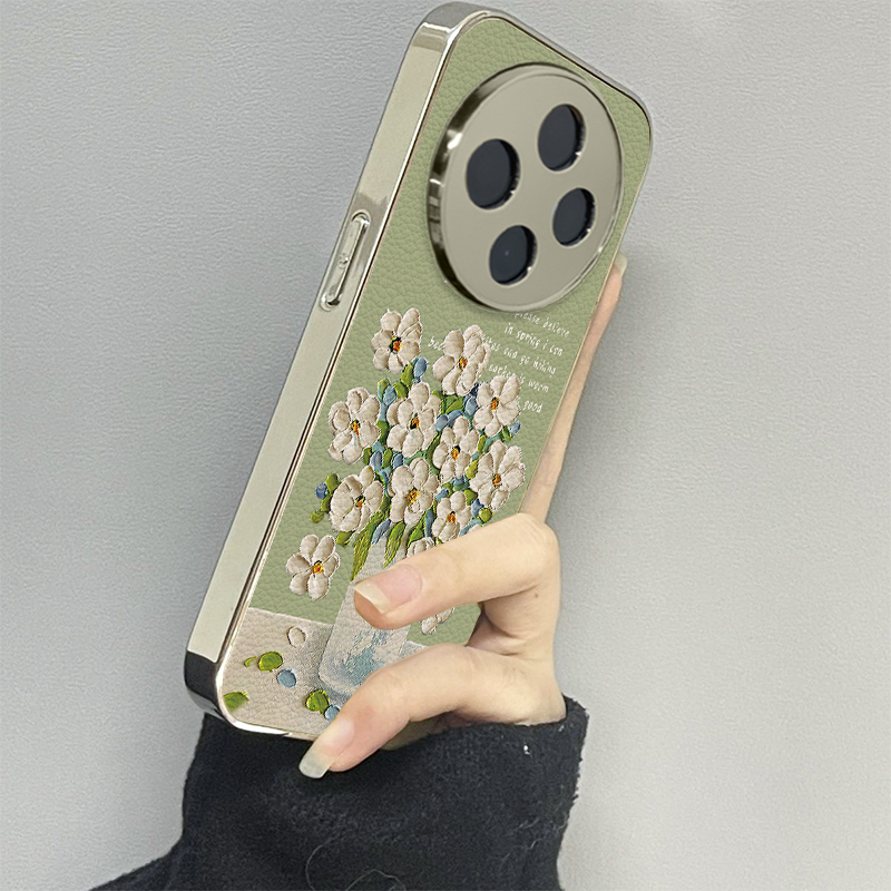 适用vivoy300pro手机壳油画羊皮